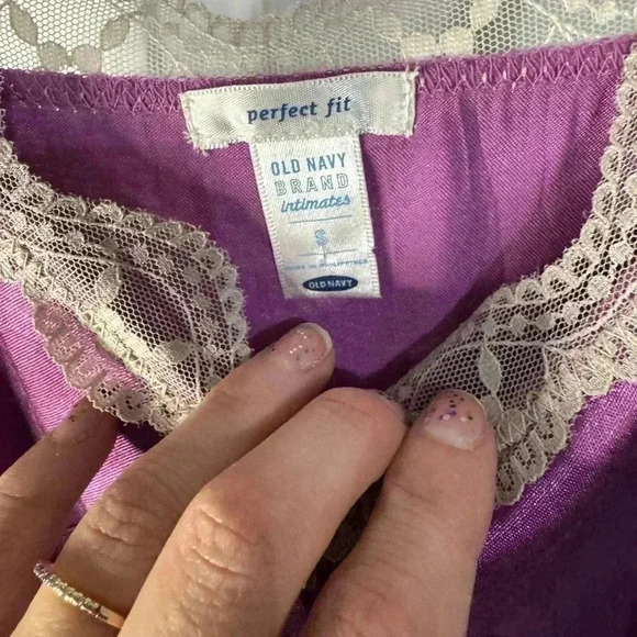 OLD NAVY Sexy Babydoll Lace Satin Top Chemise Purple Size Small Y2K - Picture 3 of 9